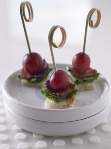 Bacon Lettuce and Grape Canapes