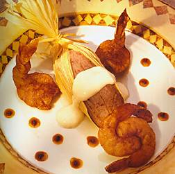 Stephan Pyles' Annatto Shrimp Blue Corn Tamales