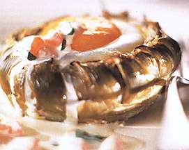 Baked Artichokes with Coddled Eggs Nicoise