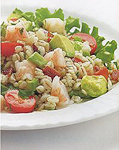 Bacony Barley Salad with Marinated Shrimp