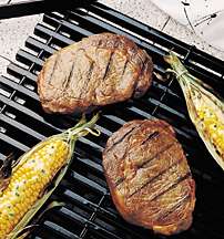 Grilled Steaks with Corn and Lemon-Chive Corn
