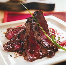 Flat Iron Steak with Tomatoes and Anchovy Vinaigrette