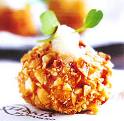 Hazelnut Crusted Scallops with Pear Puree