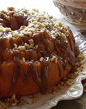 Low Carb Sugar Free Apple Walnut Caramel Cake