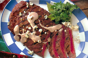 Flank Steak with Blue Cheese Sauce
