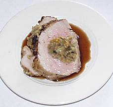 Mushroom Stuffed Pork Tenderloin with Pomegranate Port Sauce