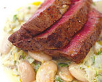 Jamie Oliver’s Grilled Steak with White Beans and Leeks