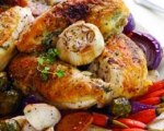 Roasted chicken breasts with herbed butter