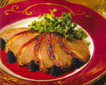 Roast duck with blackberry sauce