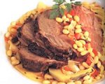 Herb Roasted Leg of Lamb with White Bean Fennel and Olive Ragout