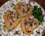 Wine Sauteed Shrimp on Parmesan Polenta Hearts