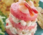 Dilled Baby Shrimp and Watermelon Napoleans