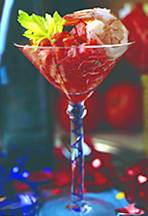 Shrimp and tomato tequila cocktail