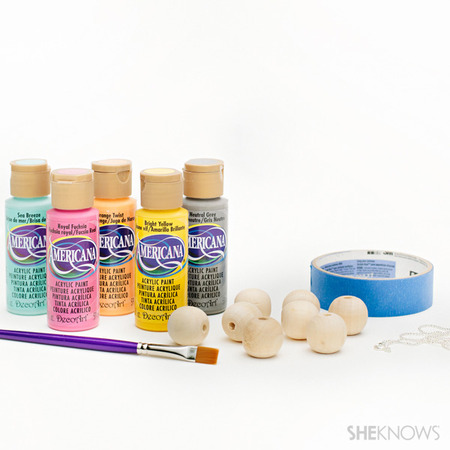 Materials for DIY wood bead necklace