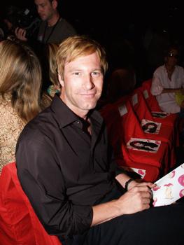 Aaron Eckhart at Fashion Show in Bryant Park