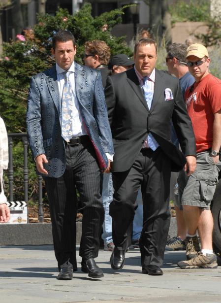Adam Sandler and Kevin James on the set