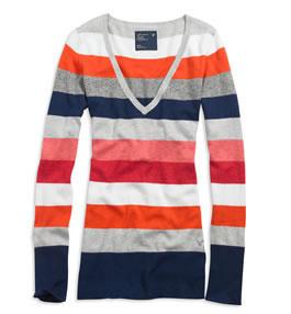 AE Striped V-neck sweater