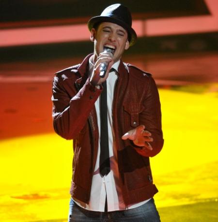 Matt Giraud performing as one of the top 7 on American Idol