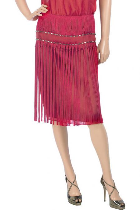 Alberta Ferretti Fringed Silk Skirt