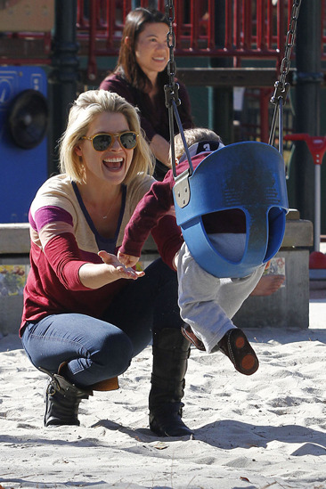 Ali Larter takes baby to the playground