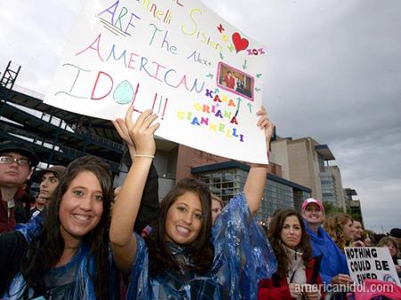American Idol Season 9 Boston Auditions Sisters in Blue Rain Coats