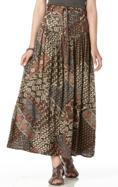 Long Printed A-Line Skirt