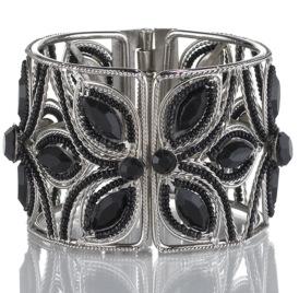 Amrita Black Crystal Floral Cuff
