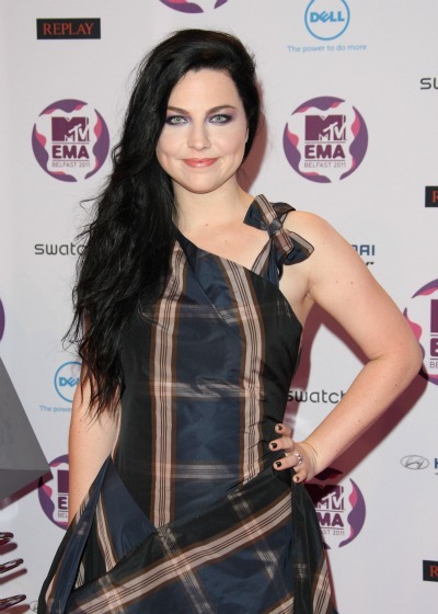 Amy Lee shows off her trademark long hair but for this occasion 