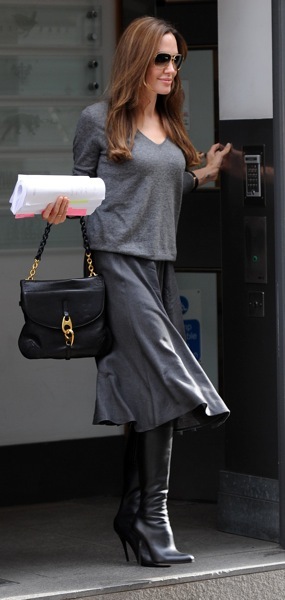 Angelina Jolie in knee high boots