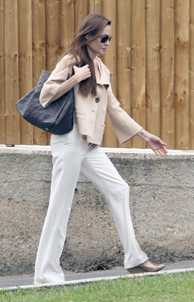 Angelina Jolie in a cropped cardigan