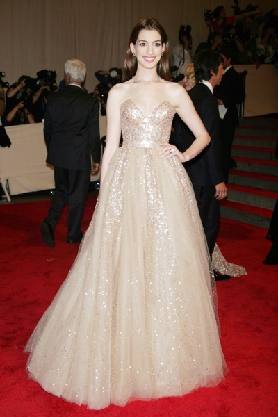 Anne Hathaway in an evening gown