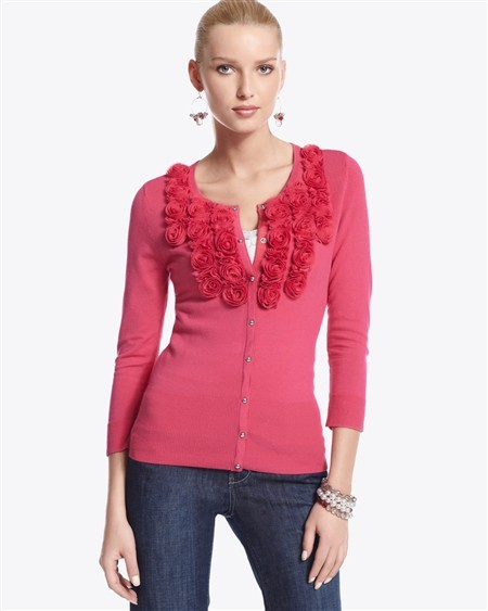 White House Black Market Applique Cardigan