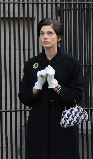 Ashley Greene filming a scene for "Pan Am"