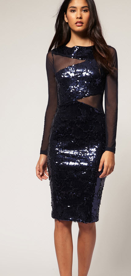 Midi sequin mesh dress