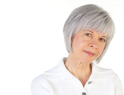 Short Salt &amp; Pepper Layered Bob