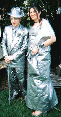 A classic duct tape approach to a prom outfit