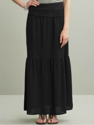 Tiered Knit-Waist Maxi