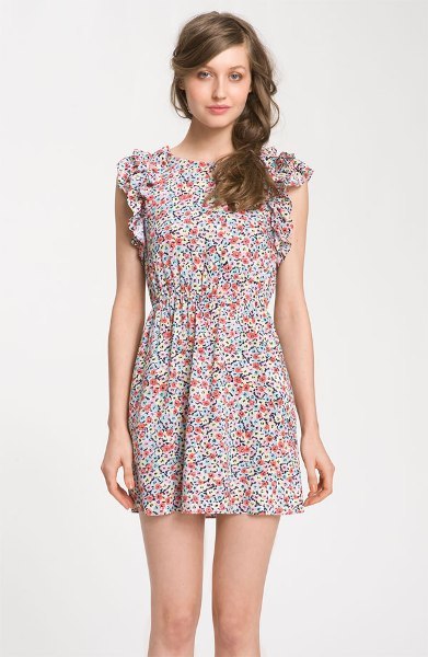 Floral Ruffle Sleeve Dress