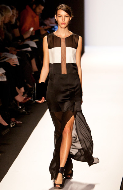 Sheer, black and white dress