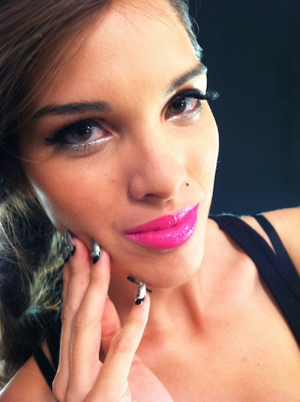 Betsey Johnson model shows off her butter LONDON manicure.