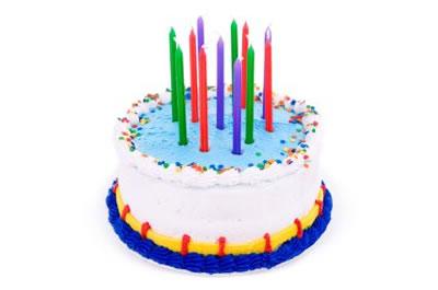 White Round Cake with Multicolored Buttercream and Quins