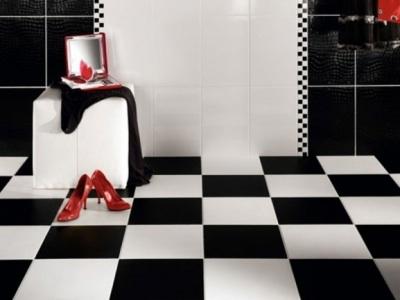 Black and white bathroom with red accents - Black and white ...