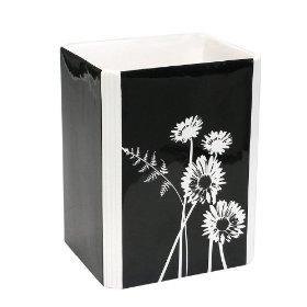 Black and white floral wastebasket