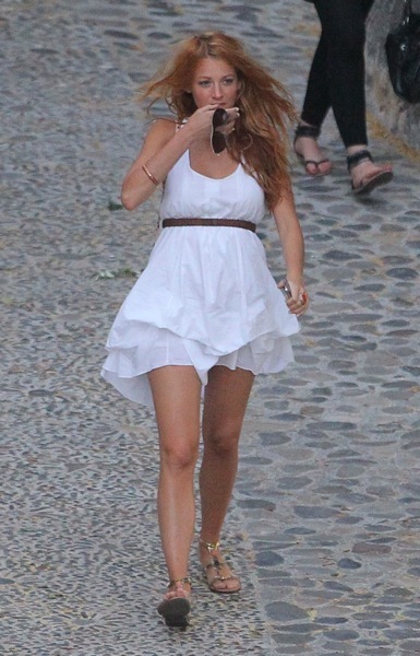 Blake Lively in a white sundress