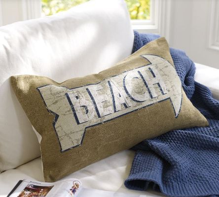 Beach Sign Lumbar Pillow Cover