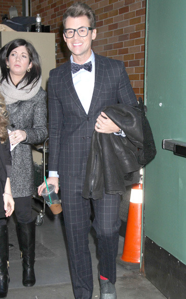 Brad Goreski gets ready to appear on "Good Morning America" in NYC