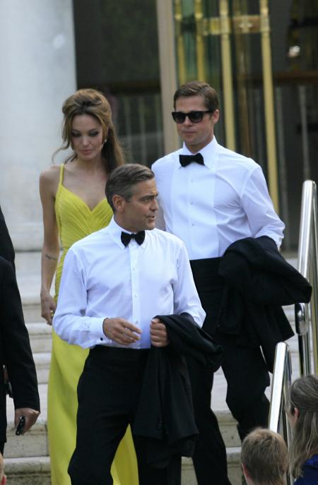 Brad Pitt and Angelina Jolie joined by George Clooney in Venice