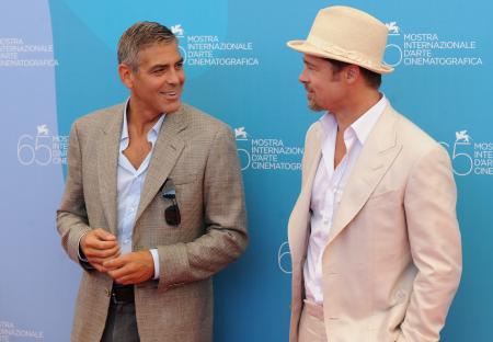 Brad Pitt and George Clooney pictured in Venice