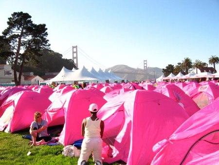 Breast Cancer 3-Day Walk participants at a 3-Day camp