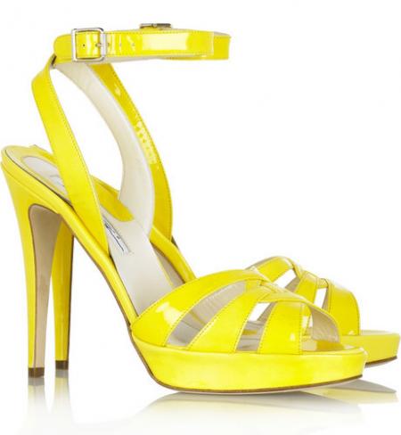 Brian Atwood Yellow Patent Sandals